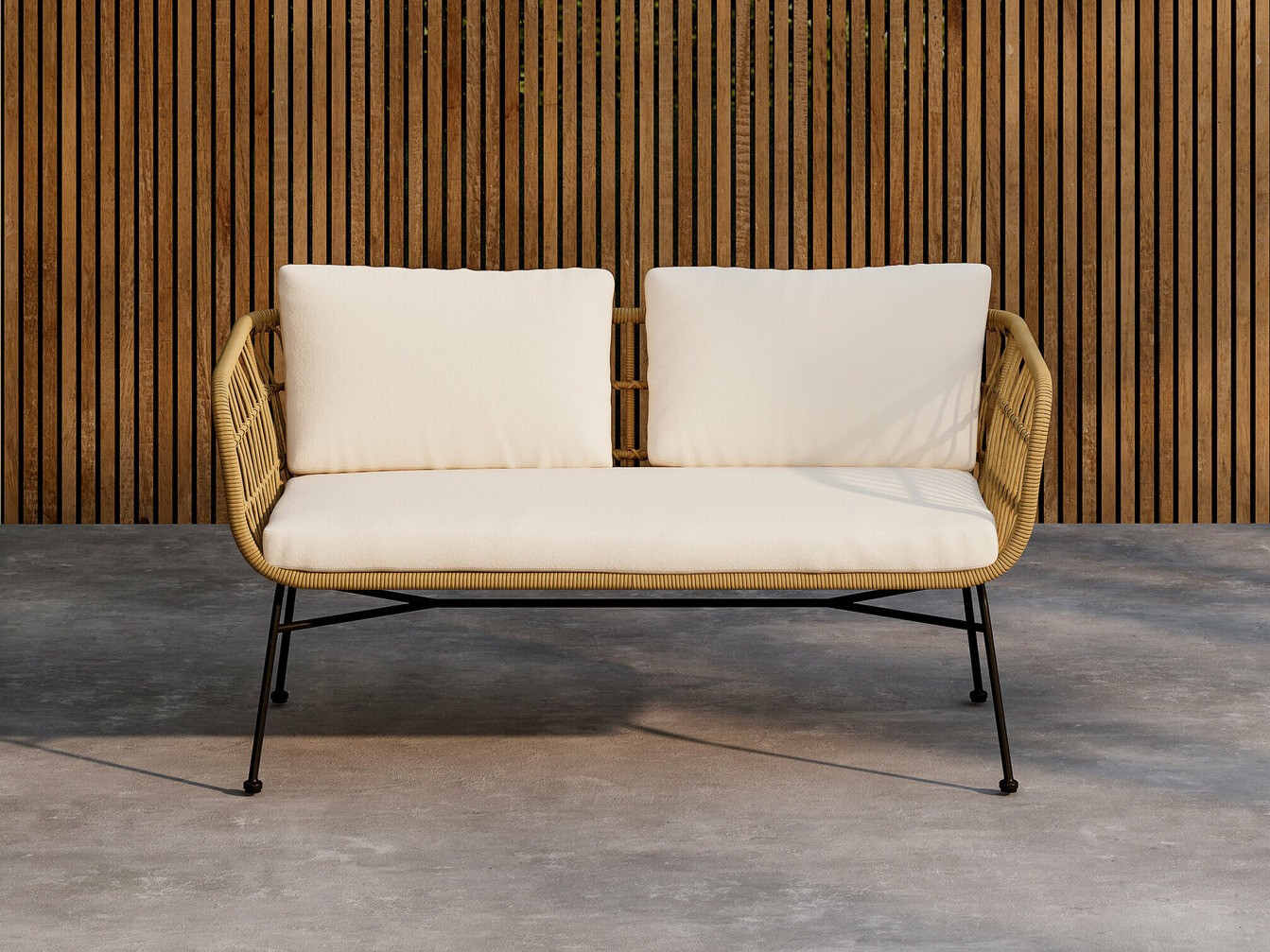 Canapé de jardin Dallas 5187 (Clair bois + Beige)