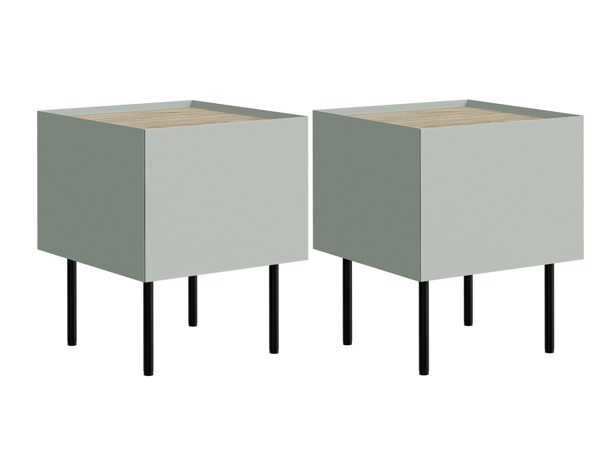 Ensemble de tables de chevet Melbela 108 (Vert olive clair tree + Chêne)