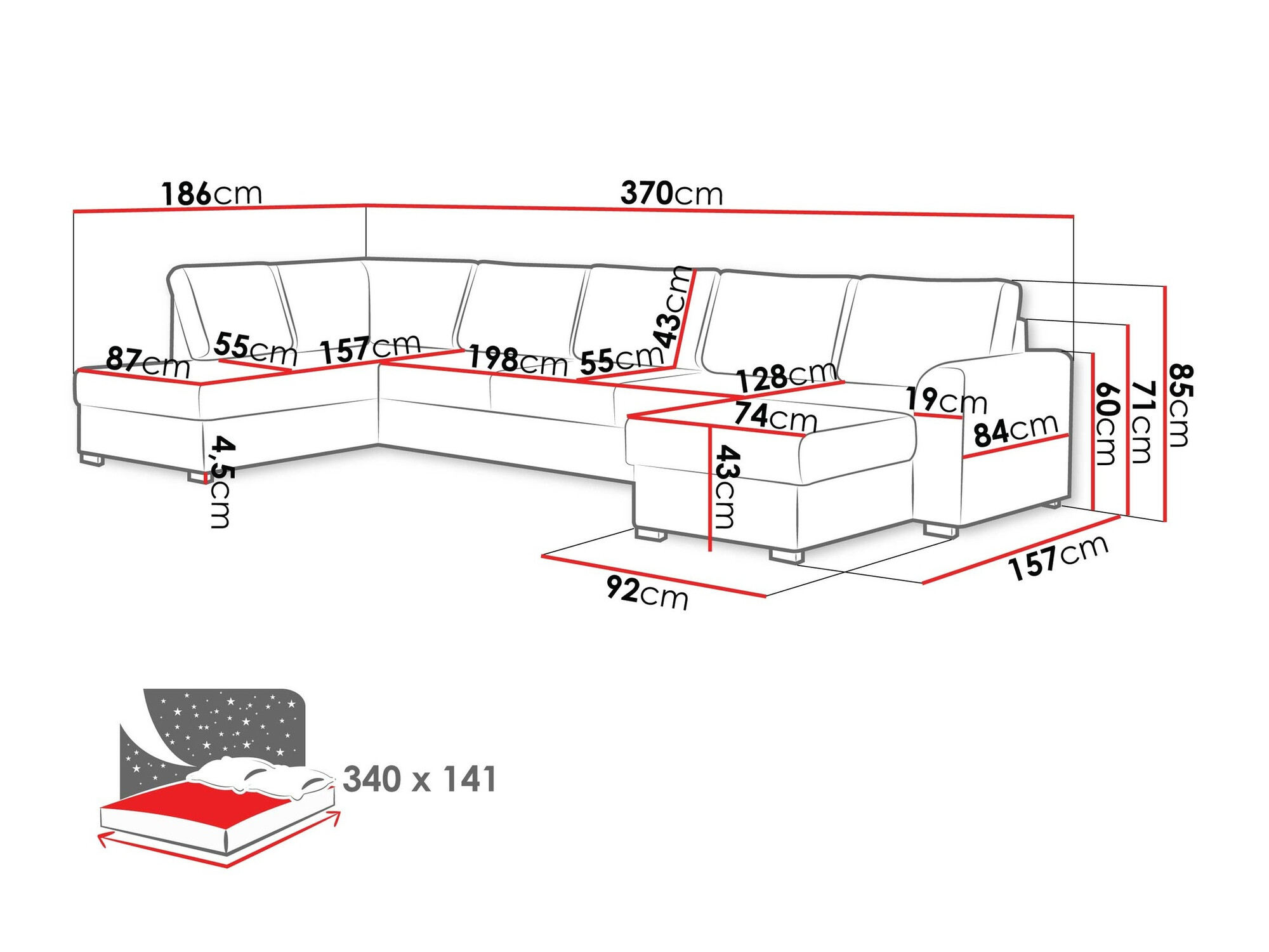 Canapé d'angle Comfivo Flumen I (Soft 017 + Lux 06)