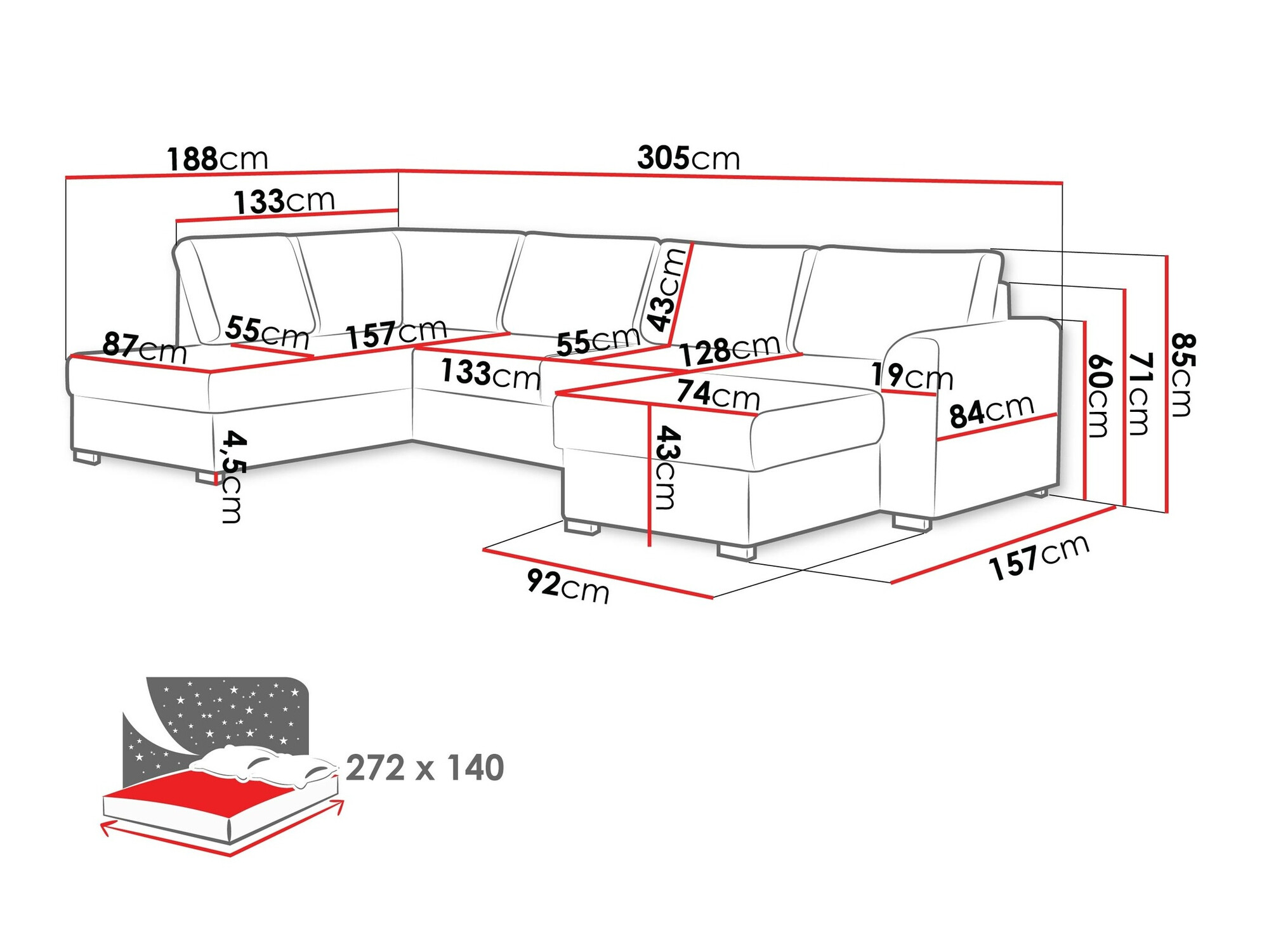Canapé d'angle Comfivo 189 (Soft 011 + Majorka 03)
