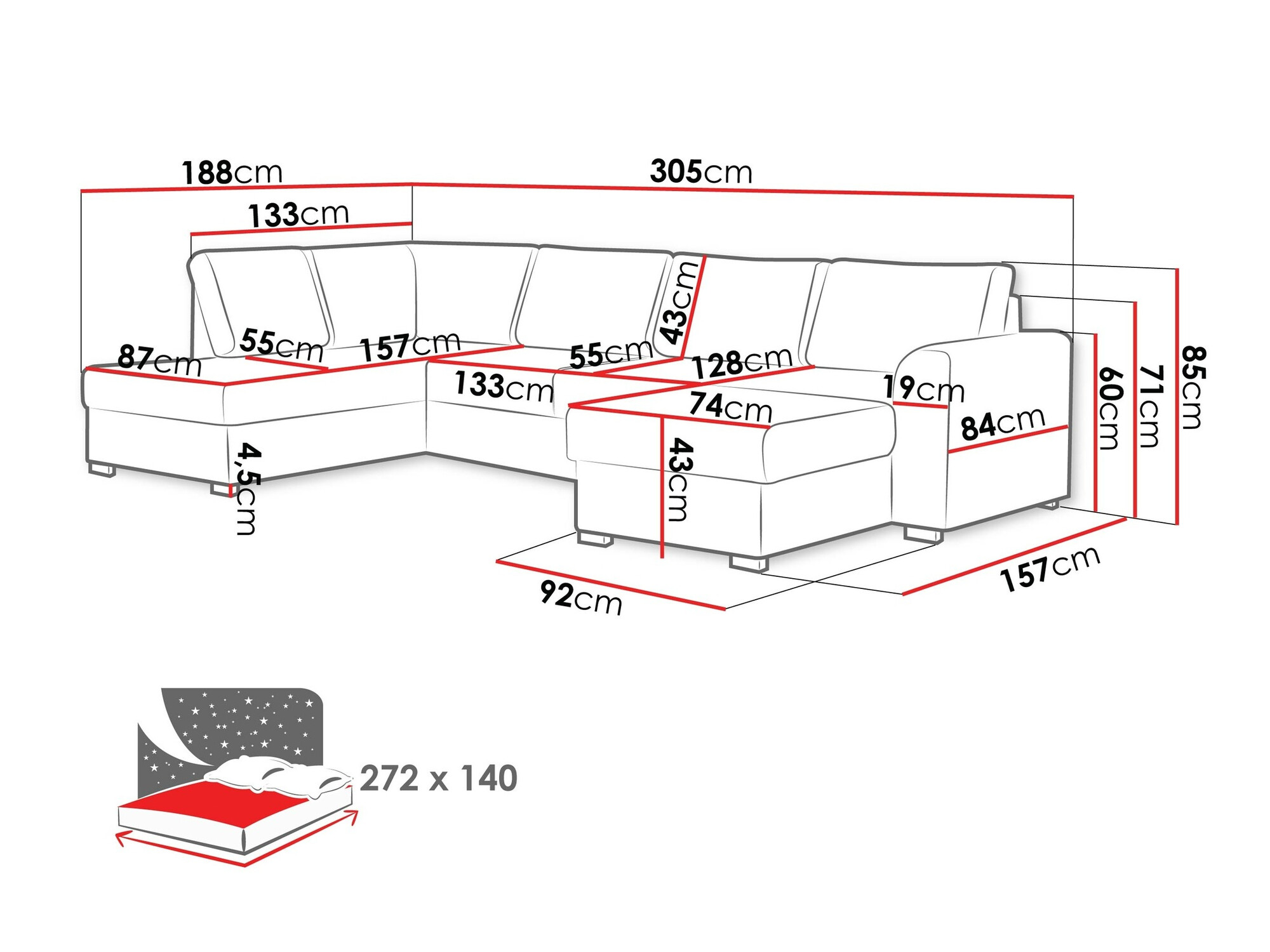 Canapé d'angle Comfivo 189 (Soft 017 + Lux 06)