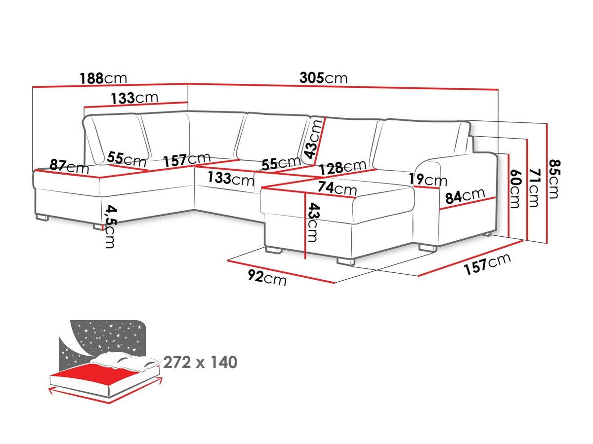 Canapé d'angle Comfivo 189 (Twist 23)