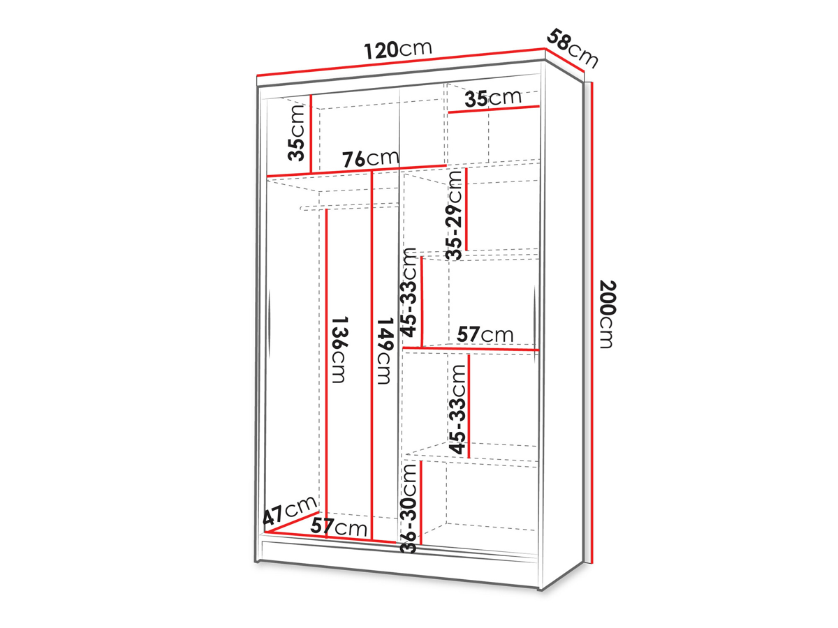 Armoire Closico 148 (Noir + Blanc)
