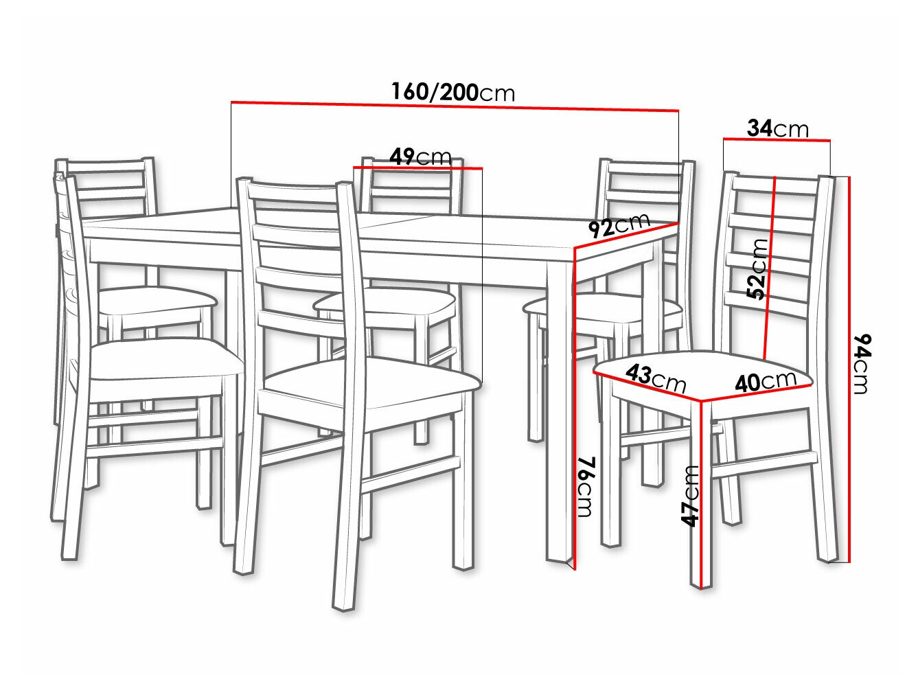 Salle à manger complète Victorville 261 (Kronos 22)