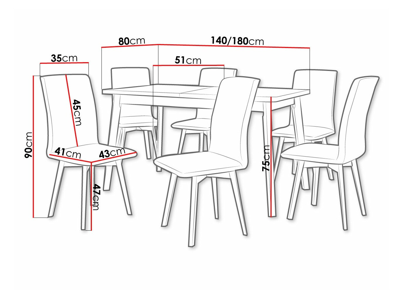 Salle à manger complète Victorville 292 (Kronos 7)