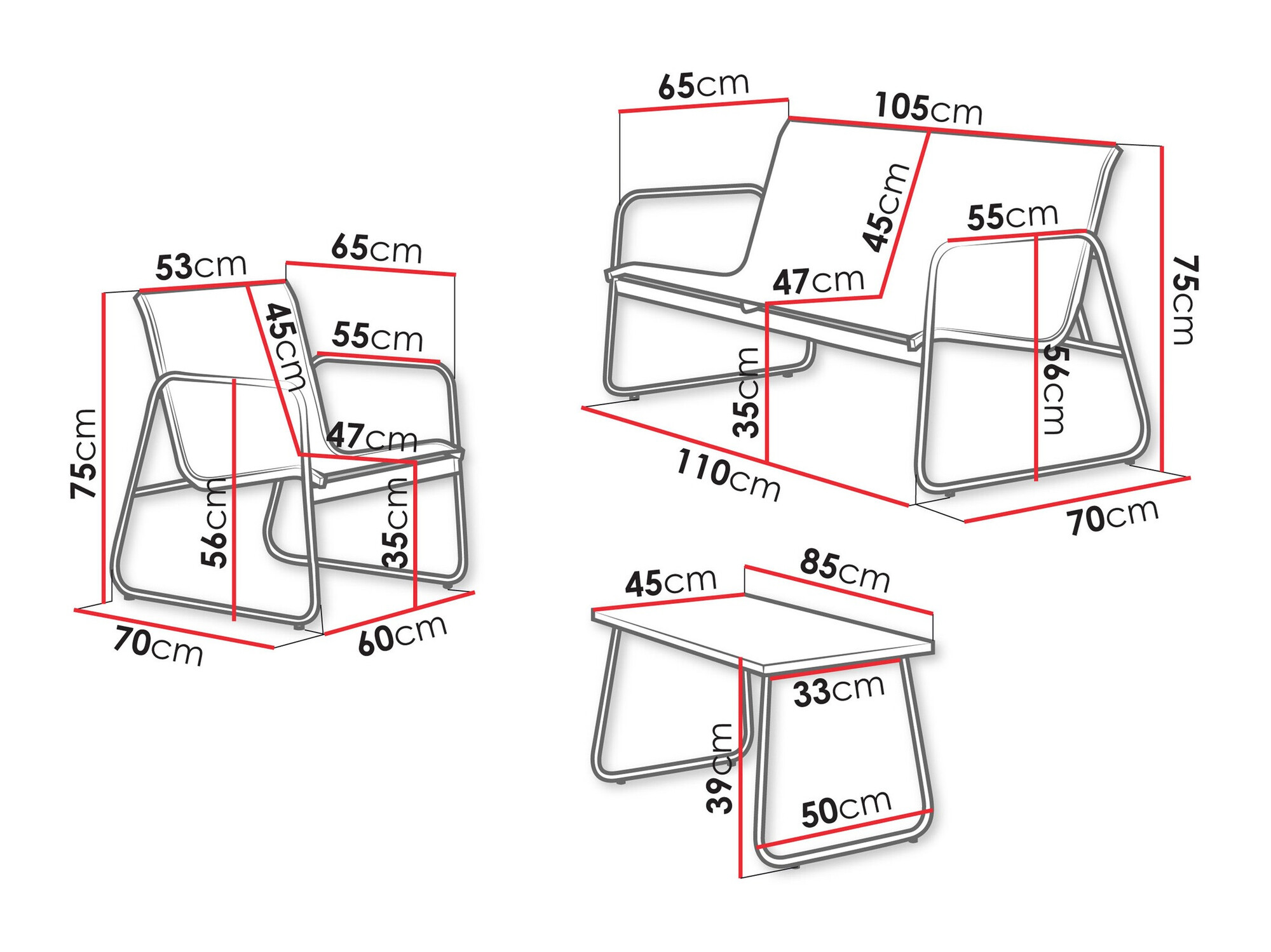 Ensemble de mobilier de jardin Richardson 133 (Anthracite)
