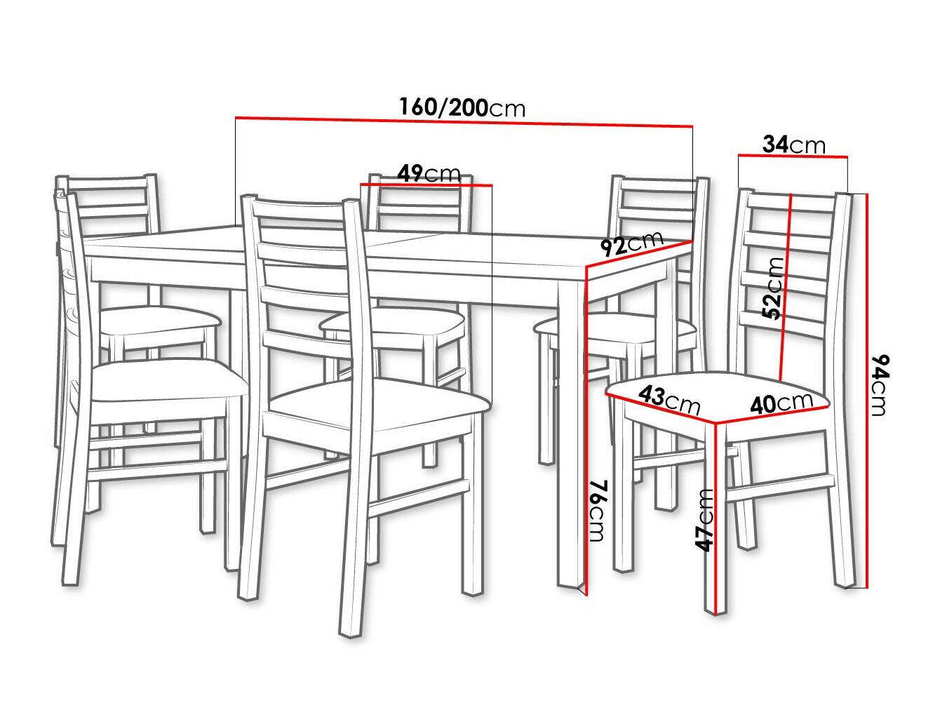 Salle à manger complète Victorville 307 (Soro 28)