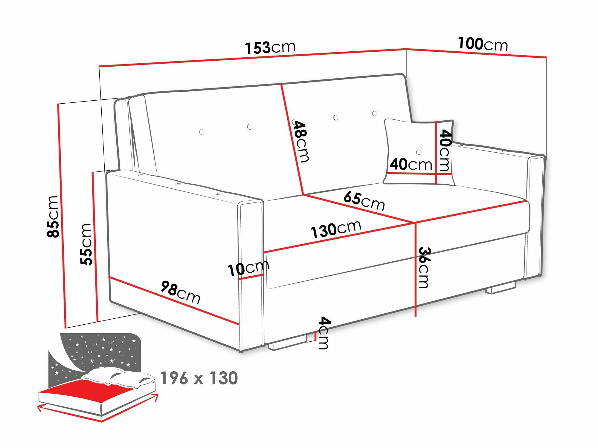 Canapé convertible Caelrin III (Coral 75)