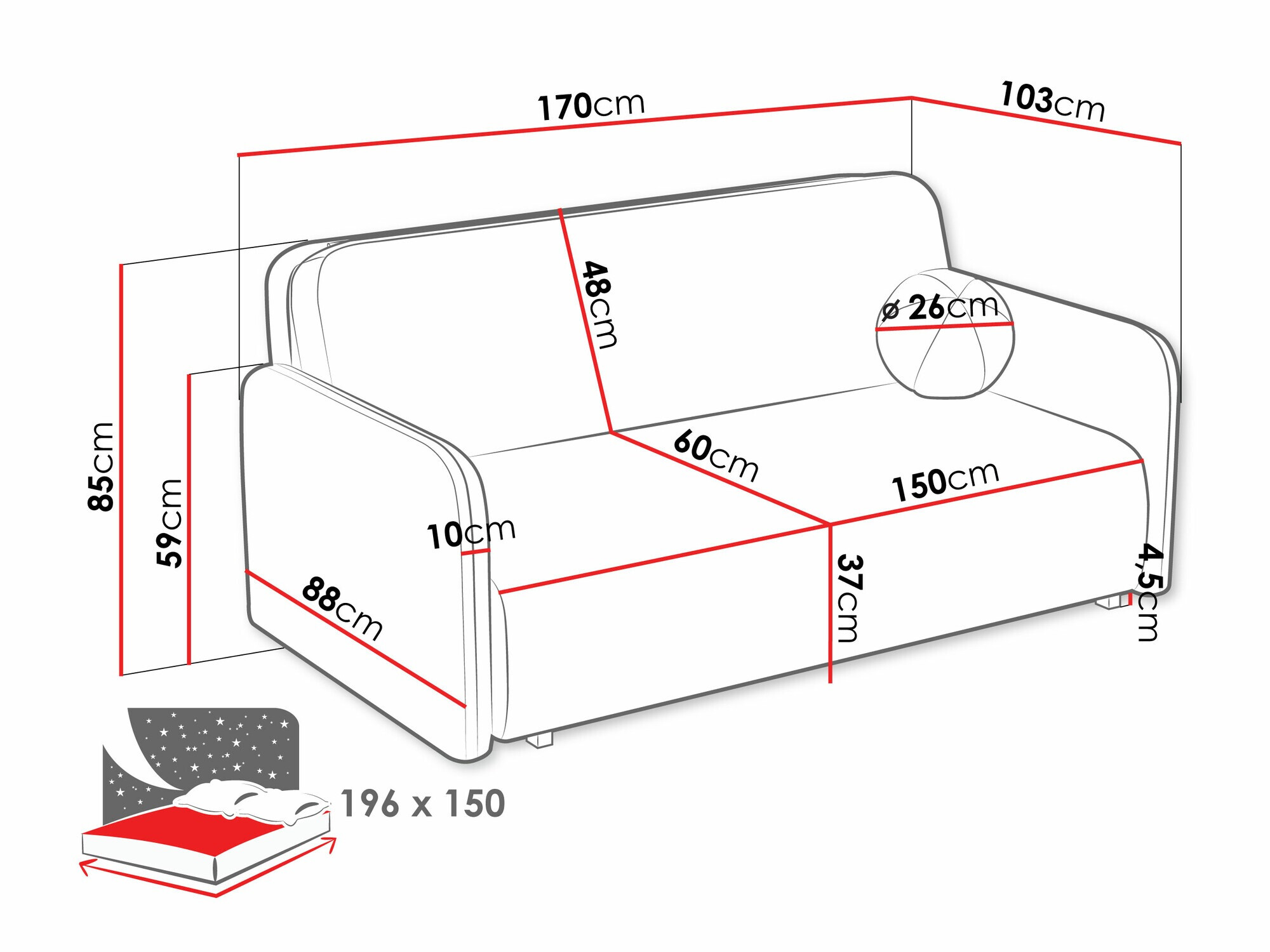 Canapé convertible Poetal IV (Velo 623)