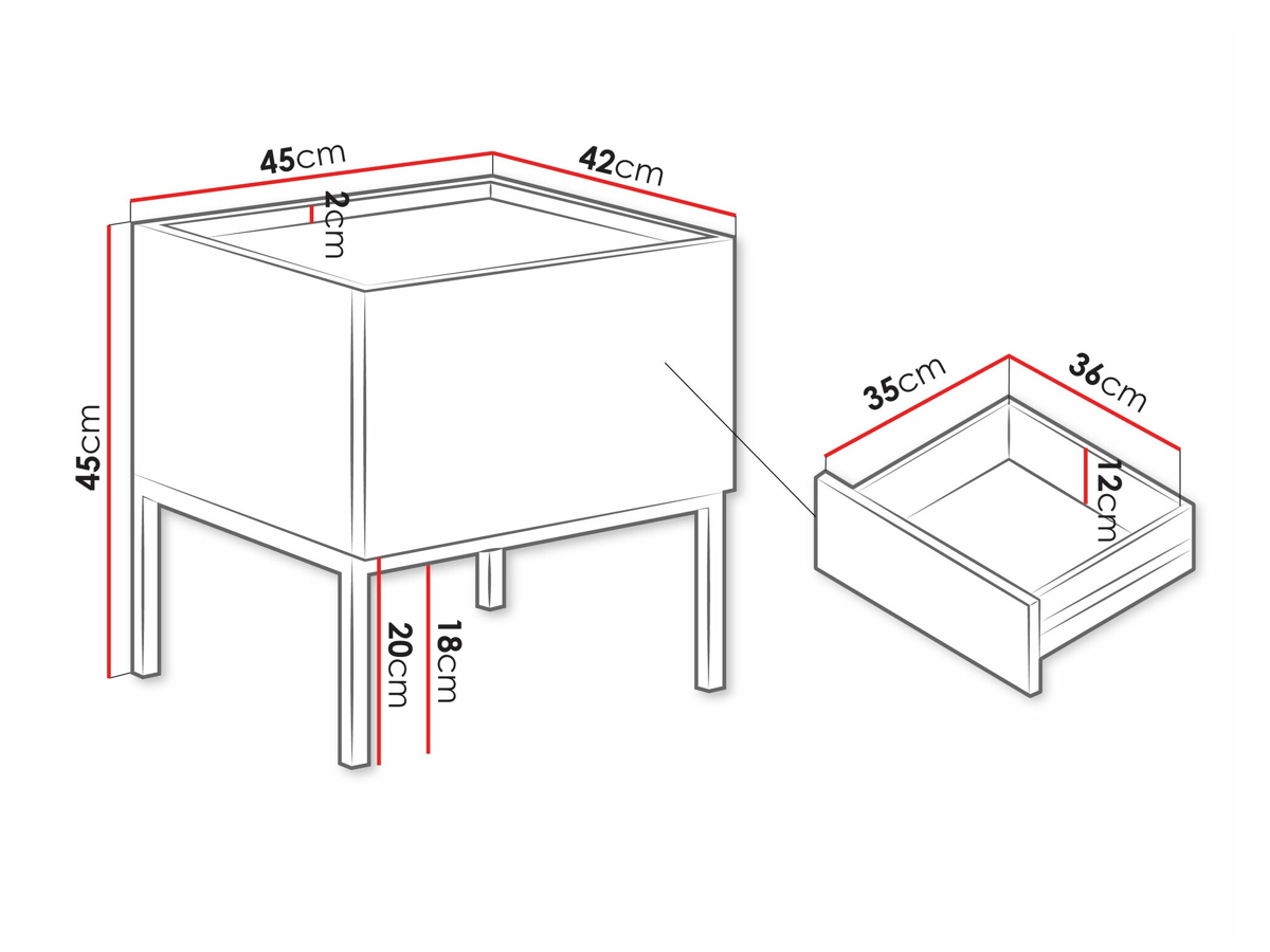 Table de chevet Lunole 106 (Cachemire)