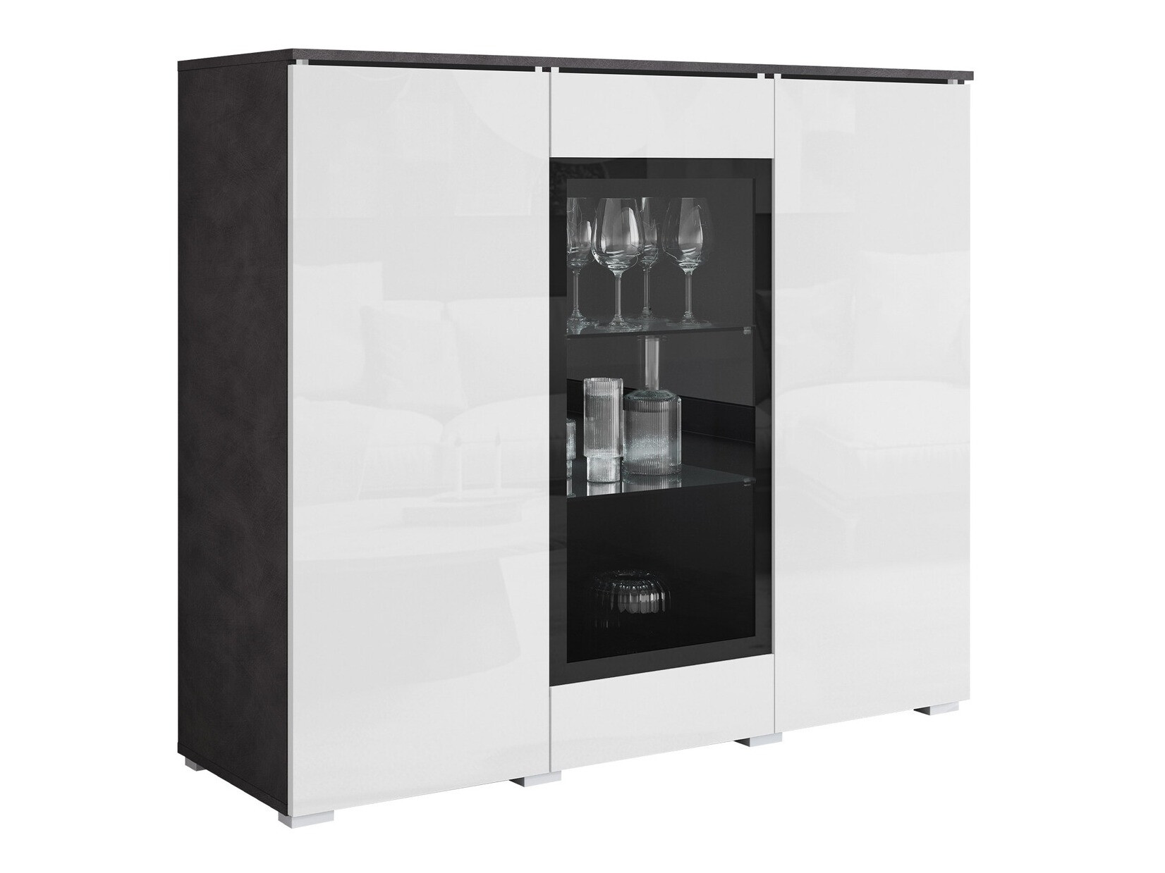 Buffet Sarasota 186 (Matera gris + Blanc brillant)