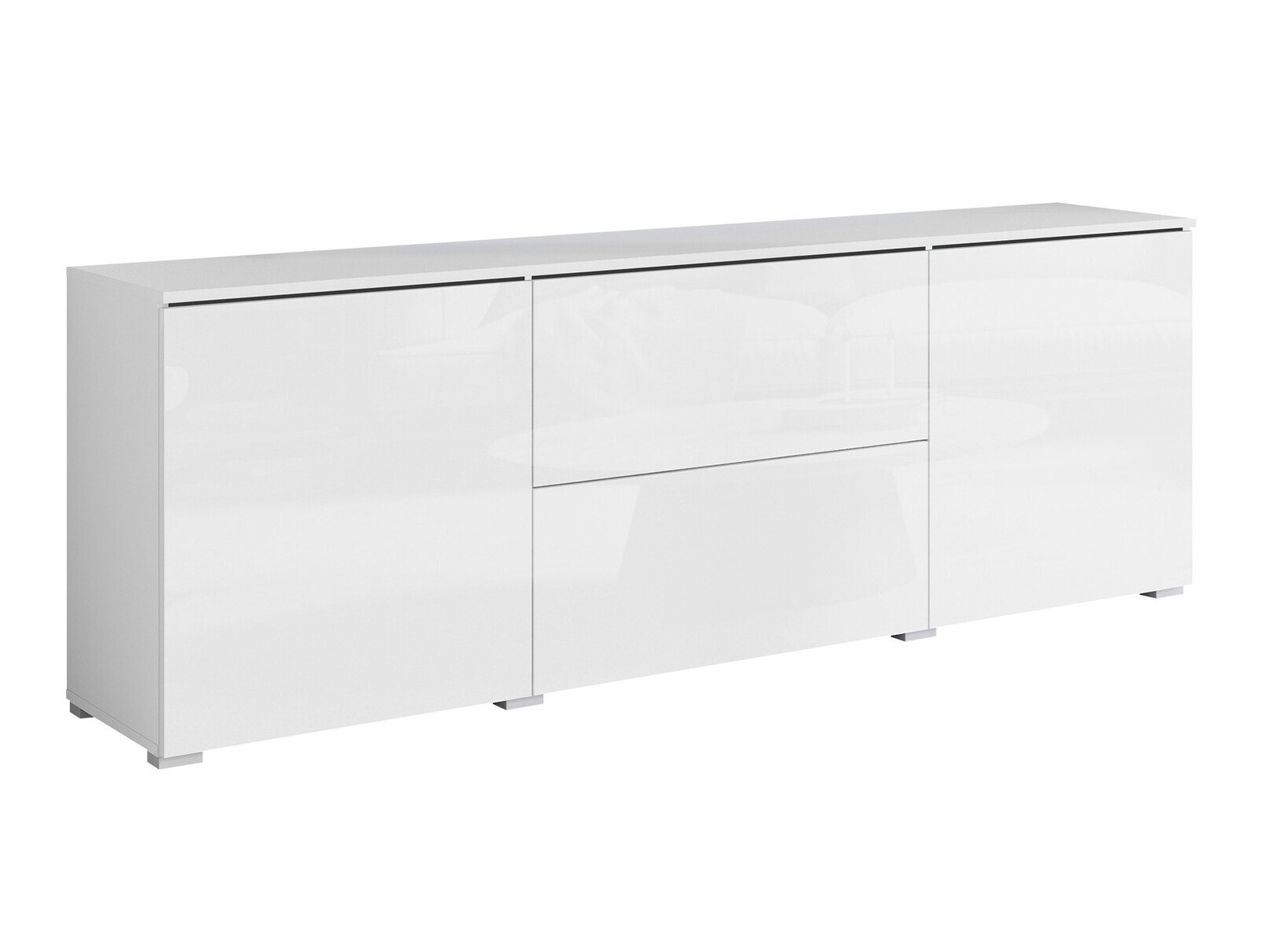 Meuble TV Mirfivo 104 (Blanc + Blanc brillant)