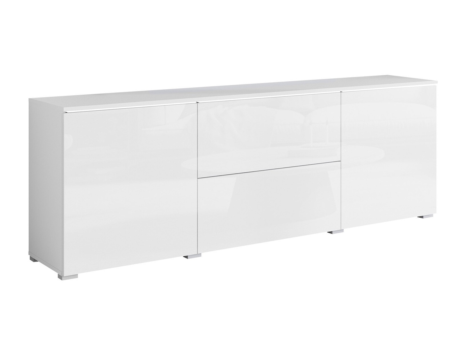 Meuble TV Mirfivo 104 (Blanc + Blanc brillant)