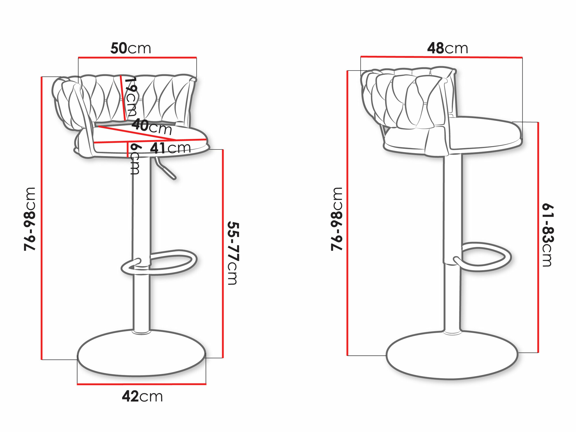 Chaise de bar Comfivo Hilaritas III (Argent + Gris)