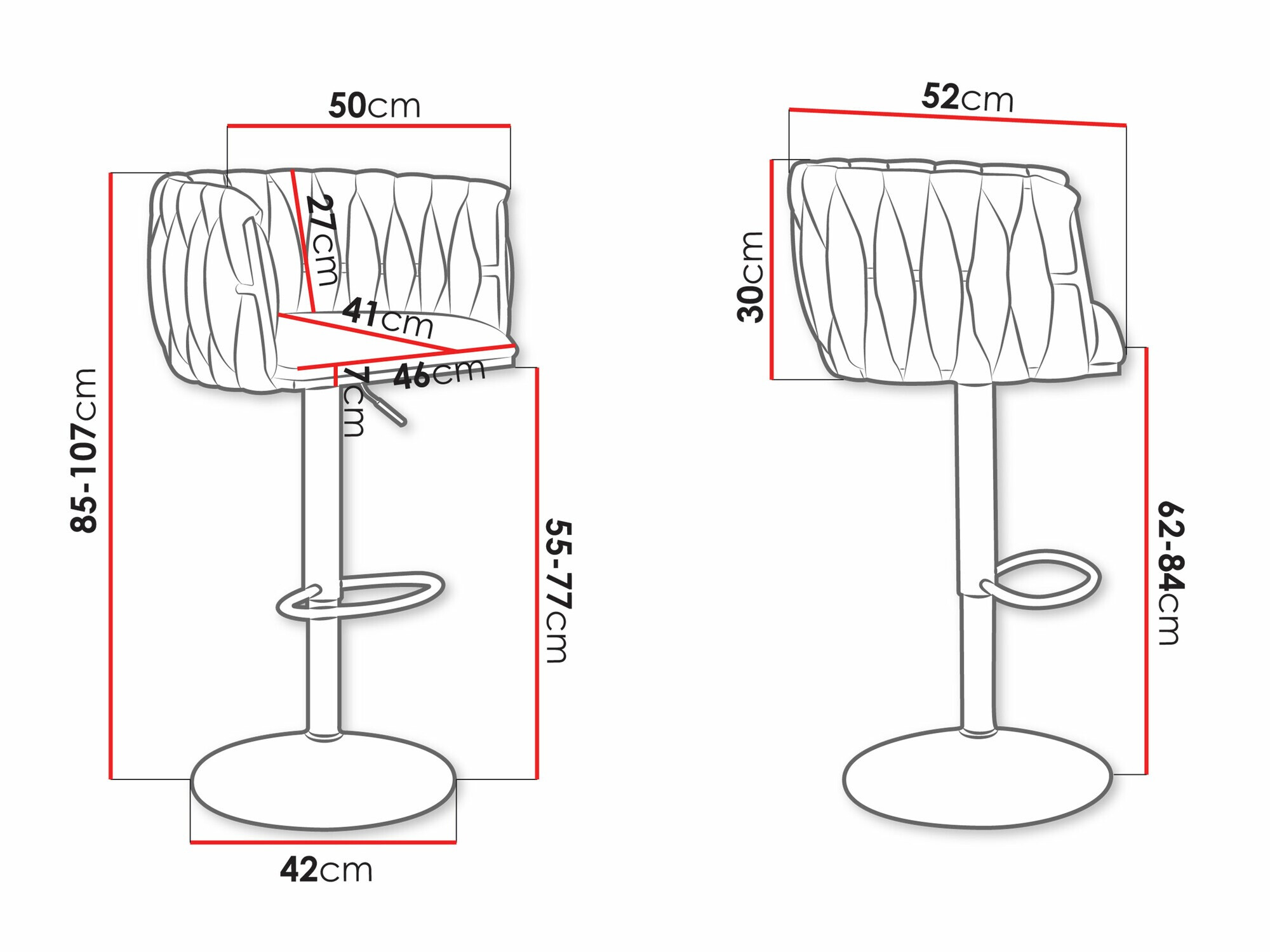 Chaise de bar Comfivo Hilaritas IV (Noir)