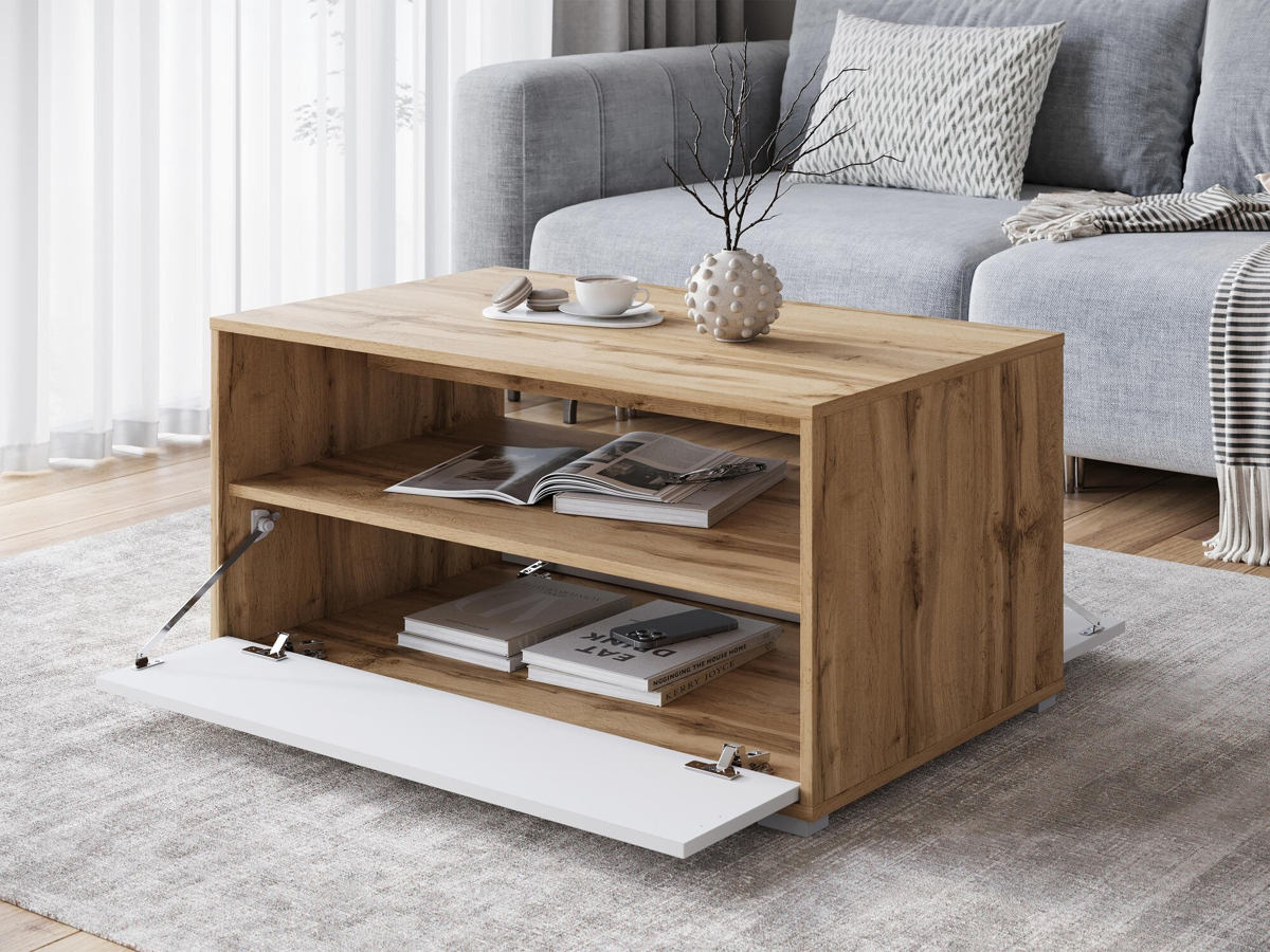 Table basse Sarasota 188 (Chêne wotan + Blanc)