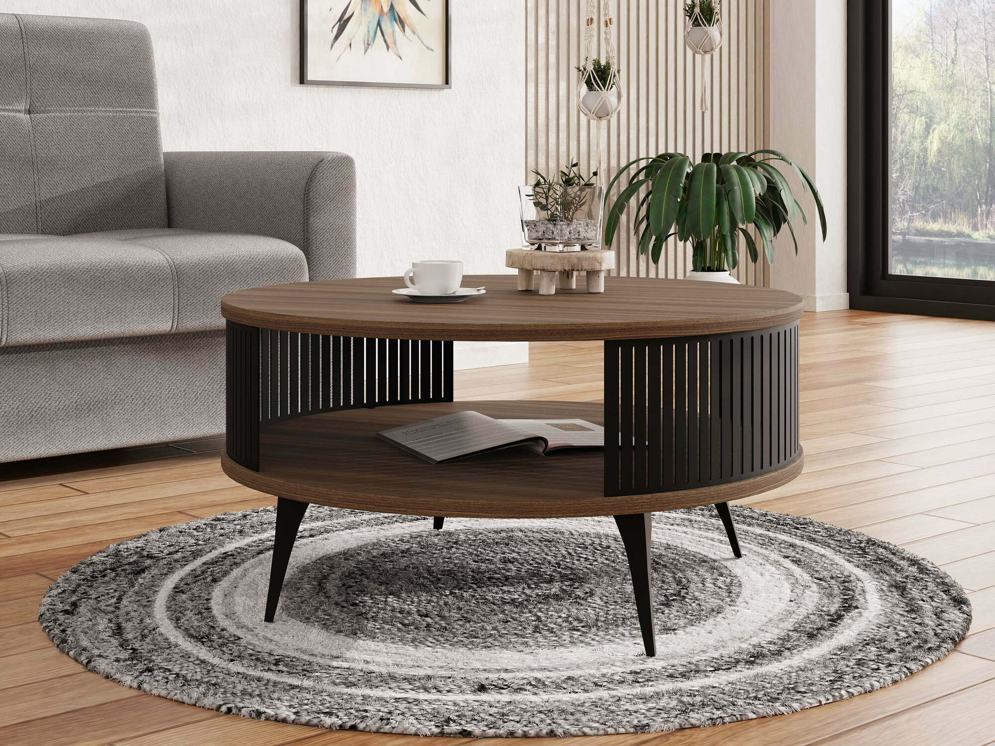 Table basse Vitum (Noir + Noyer)