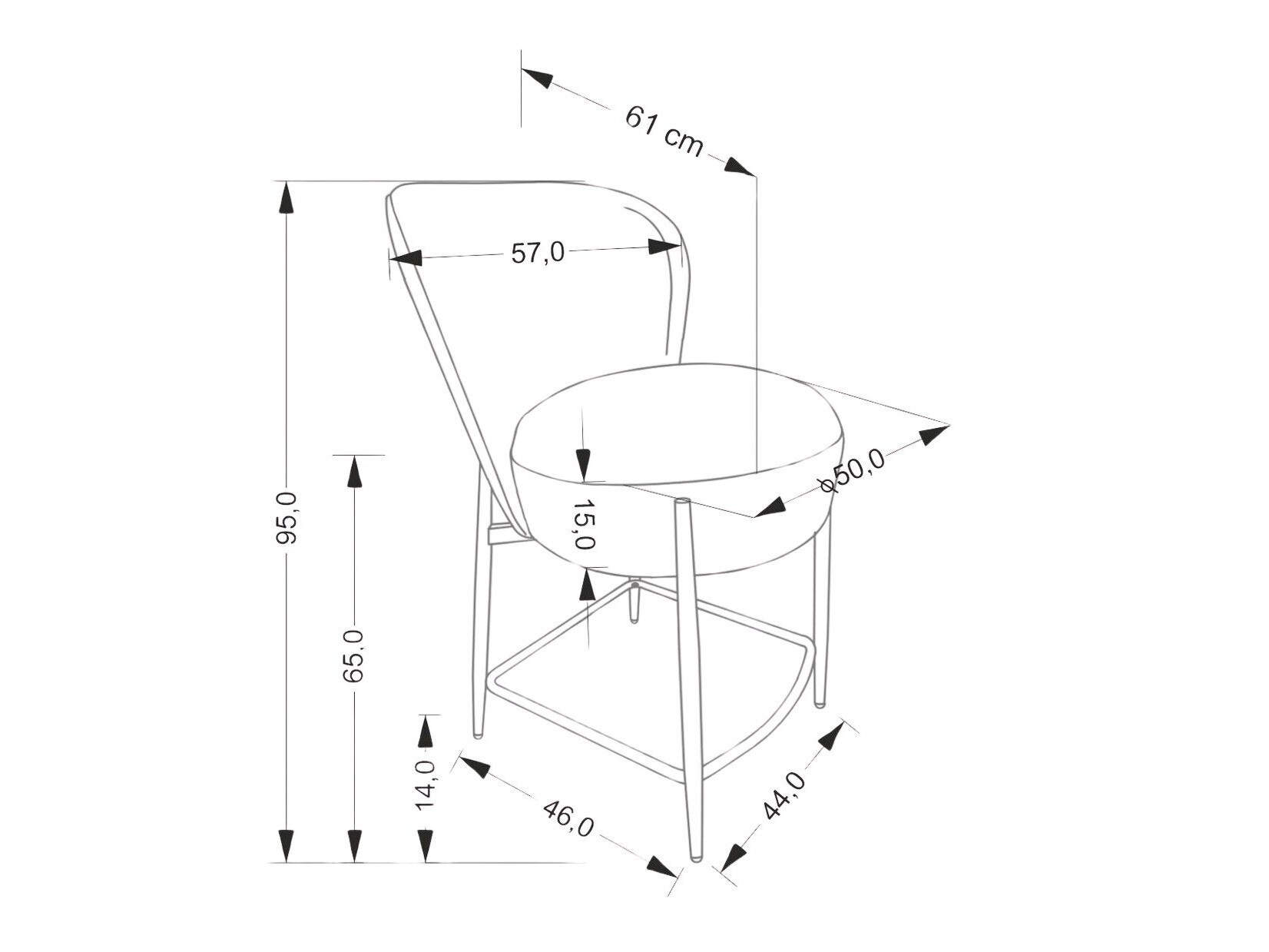 Chaise de bar mi-hauteur Houston 1919 (Beige)