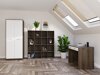 Ensemble de bureau à domicile Novsore 166 (Chêne foncé + Blanc)