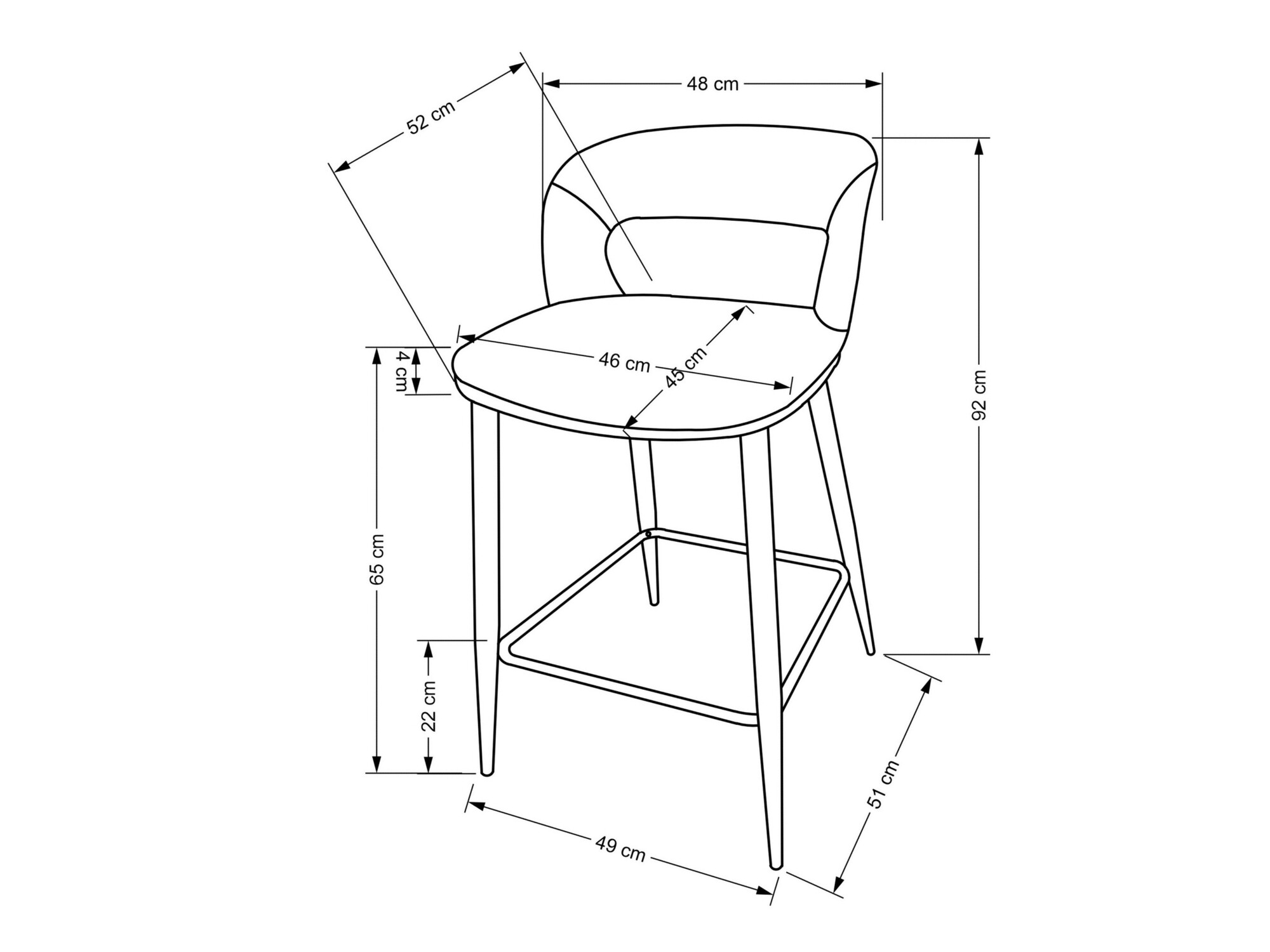 Chaise de bar mi-hauteur Houston 1932 (Beige)