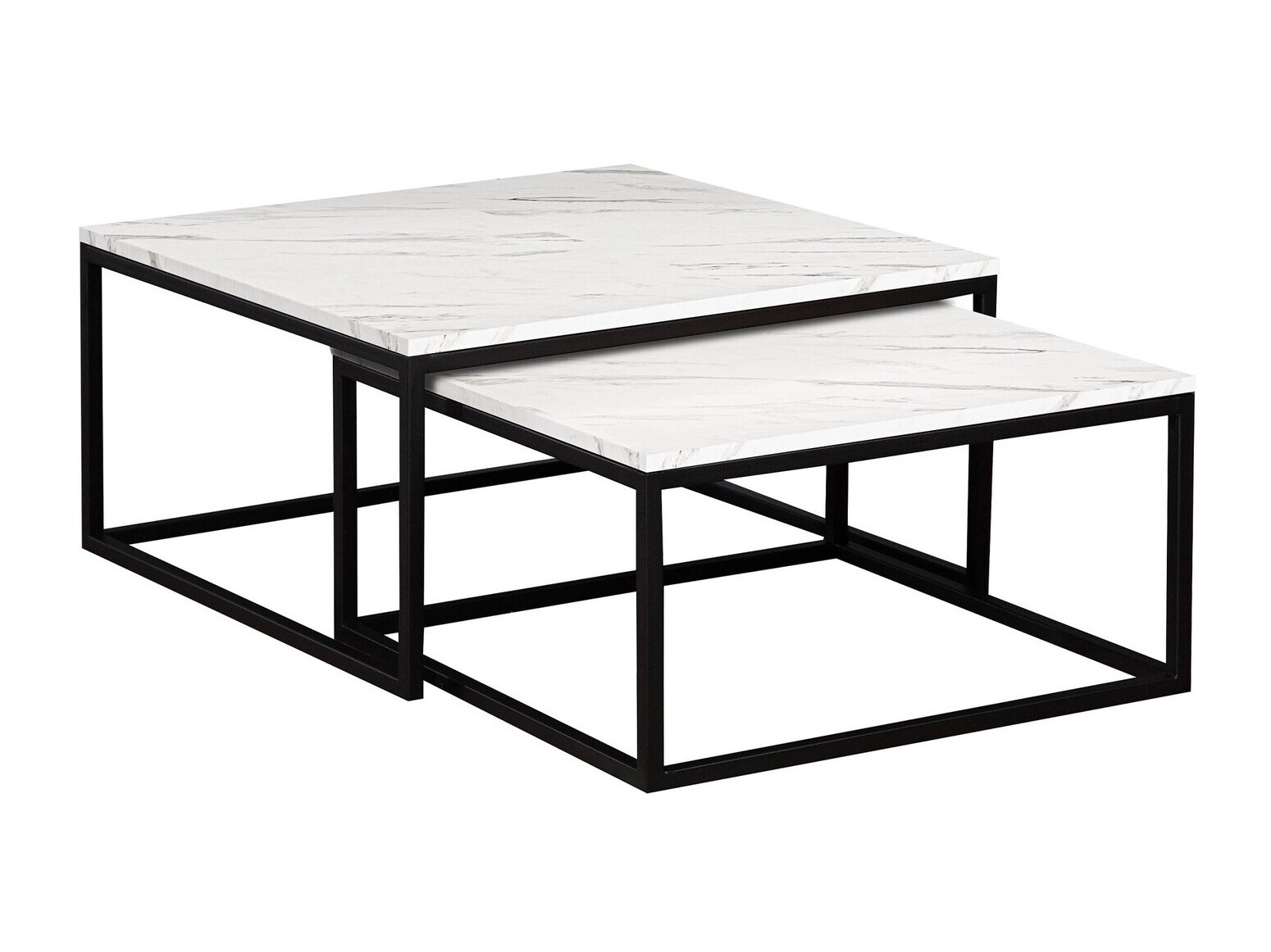 Ensemble tables basses Oswego 101 (Marbre blanc + Noir)