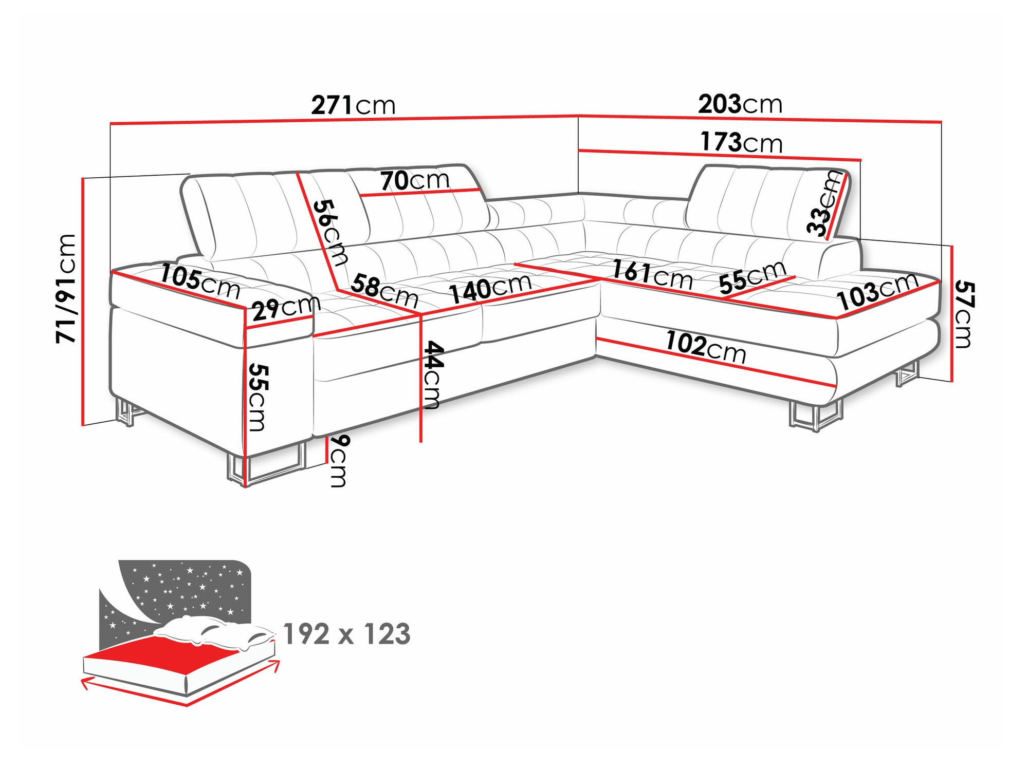 Canapé d'angle Comfivo 232 (Clara 215.02)