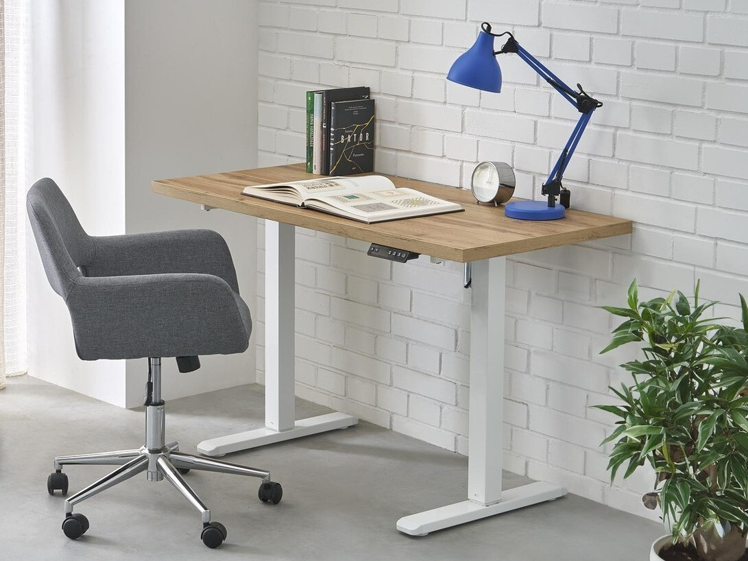 Bureau réglable en hauteur Houston 1942 (Chêne Artisan + Blanc)