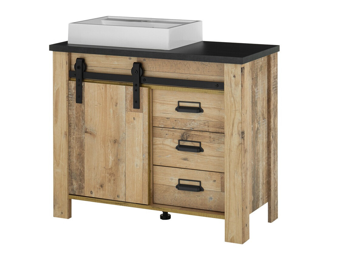 Armoire de lavabo à poser Cirtale 133 (Arbre âgé + Anthracite)