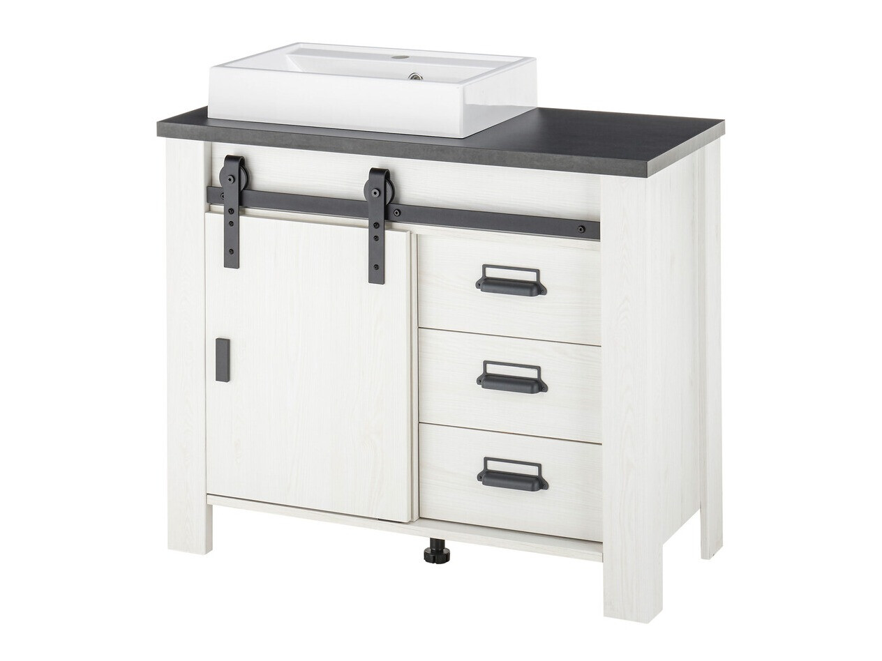 Armoire de lavabo à poser Cirtale 133 (Pin blanchi + Anthracite)