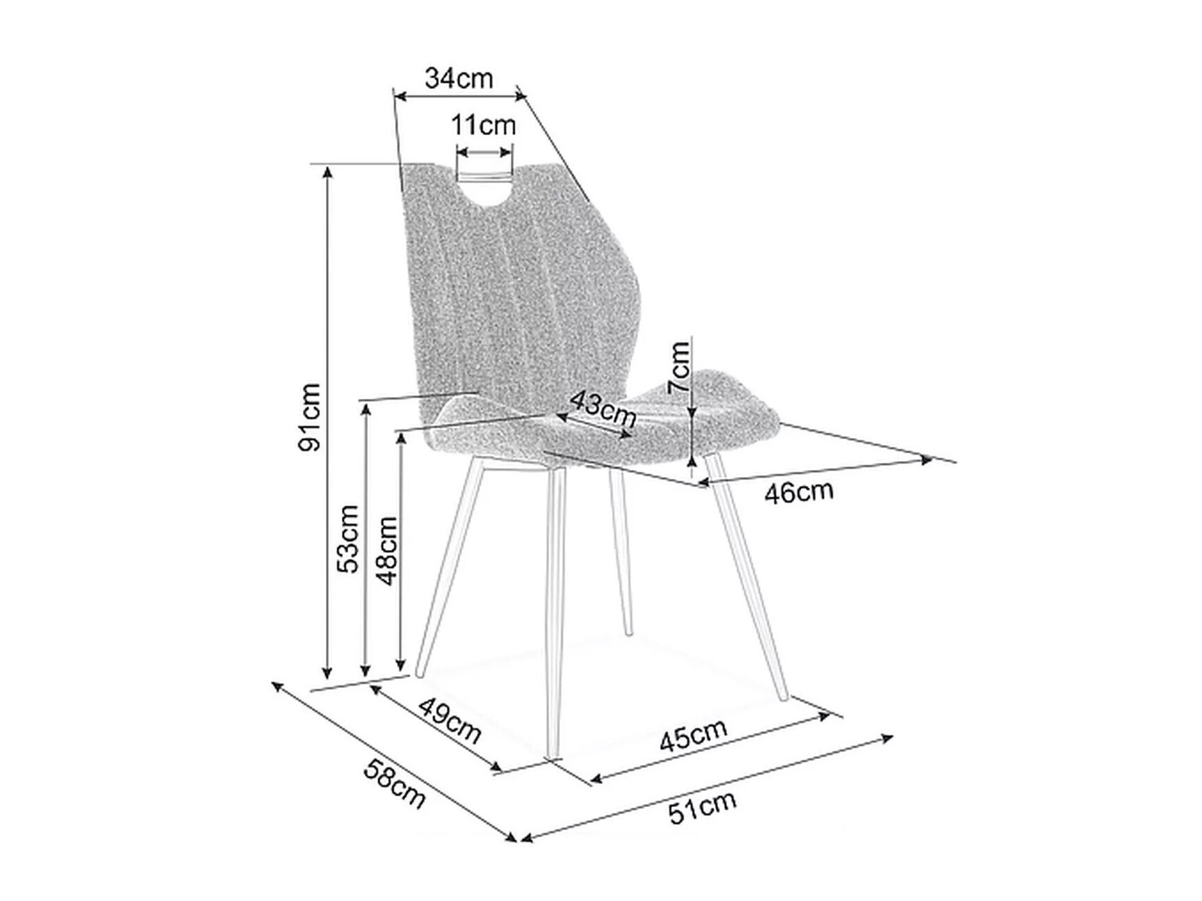 Chaise Detroit 735 (Gris foncé)