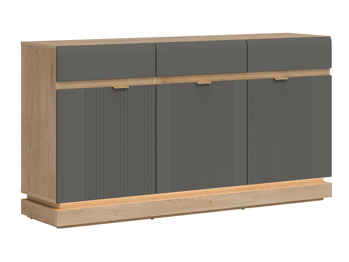 Commode Teselbu 104 (Gris + Chêne)