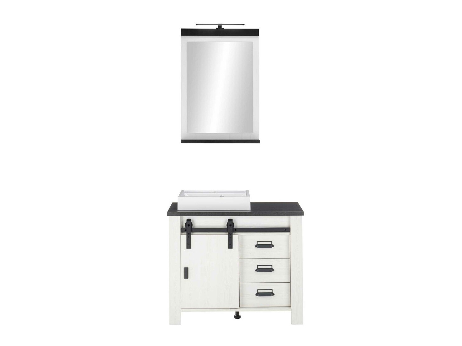 Ensemble de salle de bain Cirtale 136 (Pin blanchi + Anthracite)