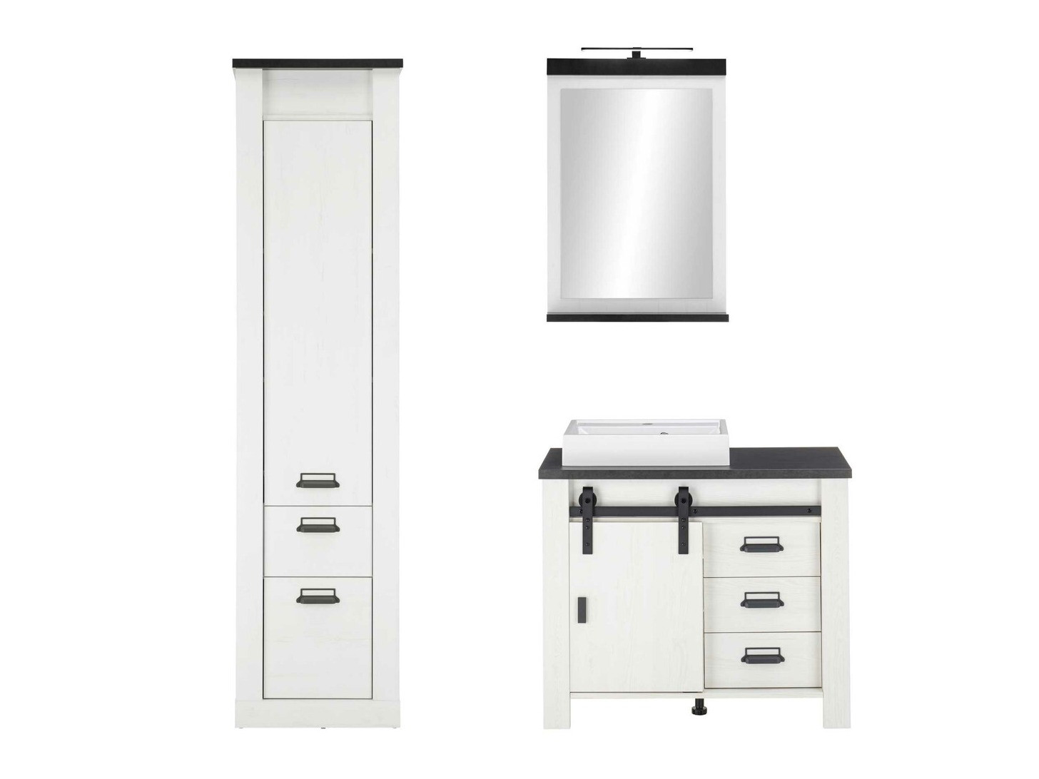 Ensemble de salle de bain Cirtale 136 (Pin blanchi + Anthracite)