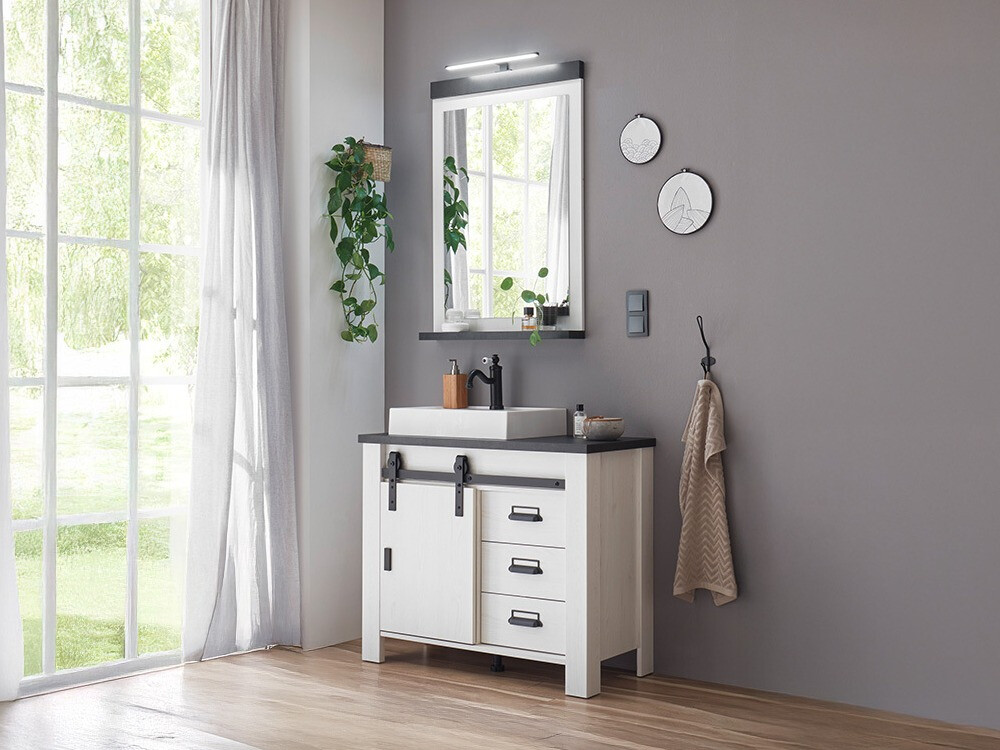 Ensemble de salle de bain Cirtale 136 (Pin blanchi + Anthracite)