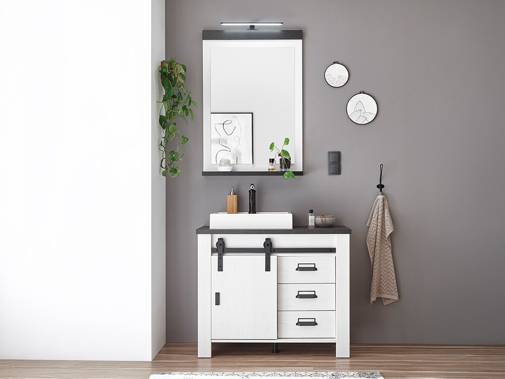 Ensemble de salle de bain Cirtale 136 (Pin blanchi + Anthracite)