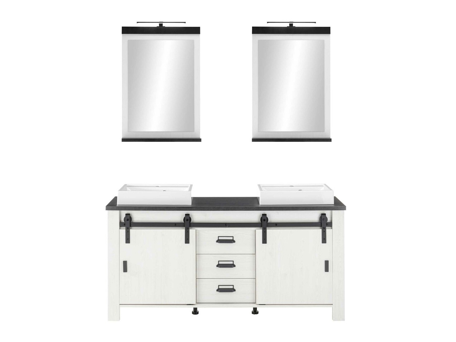 Ensemble de salle de bain Cirtale 137 (Pin blanchi + Anthracite)