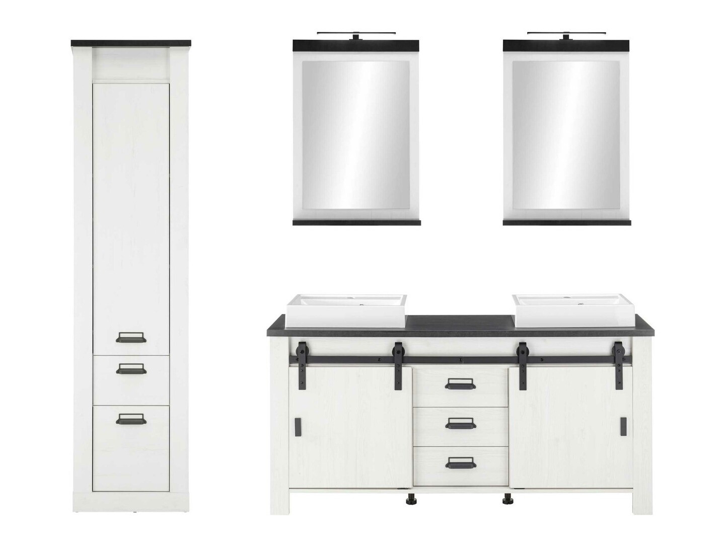 Ensemble de salle de bain Cirtale 137 (Pin blanchi + Anthracite)