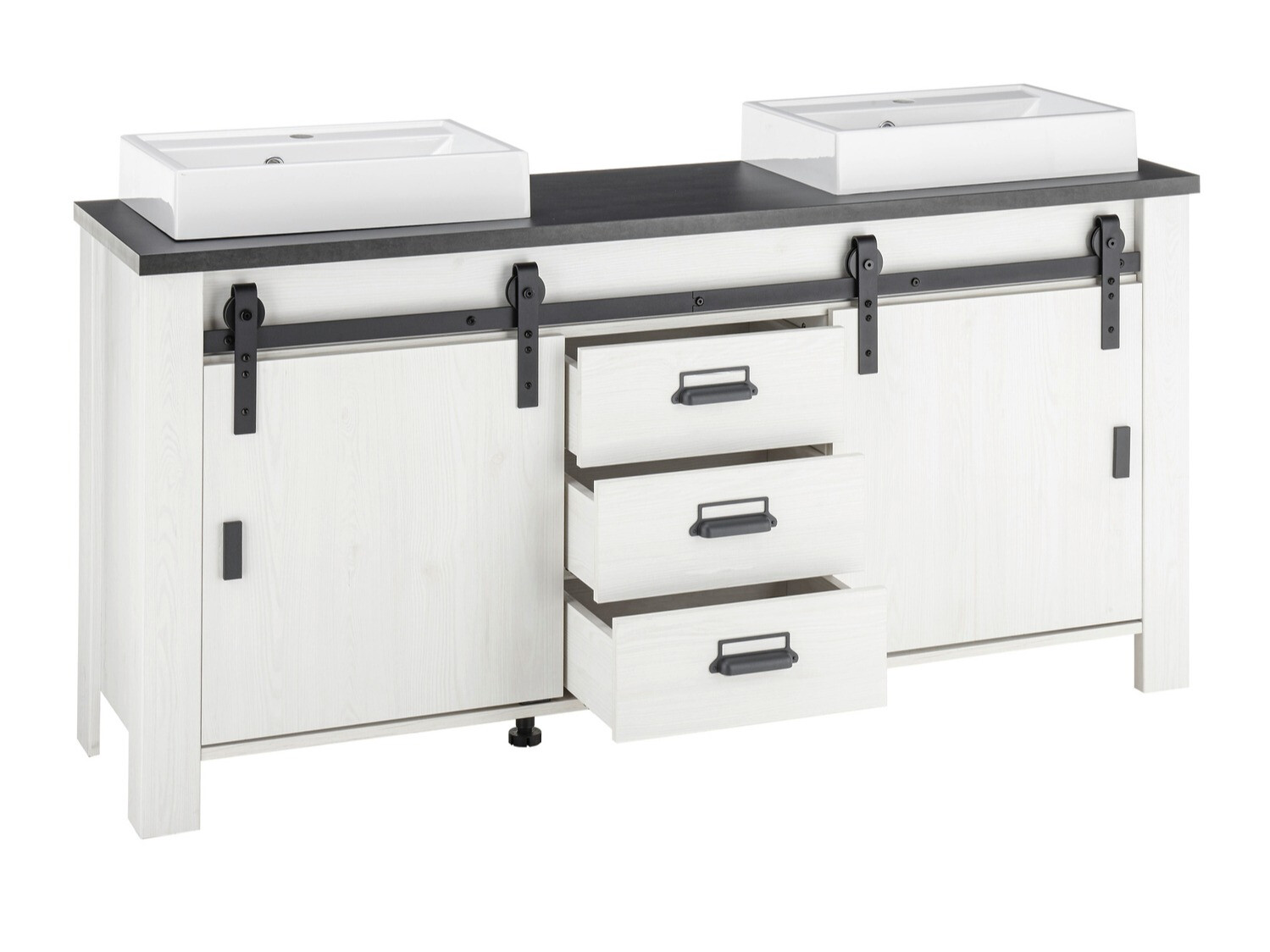 Ensemble de salle de bain Cirtale 137 (Pin blanchi + Anthracite)