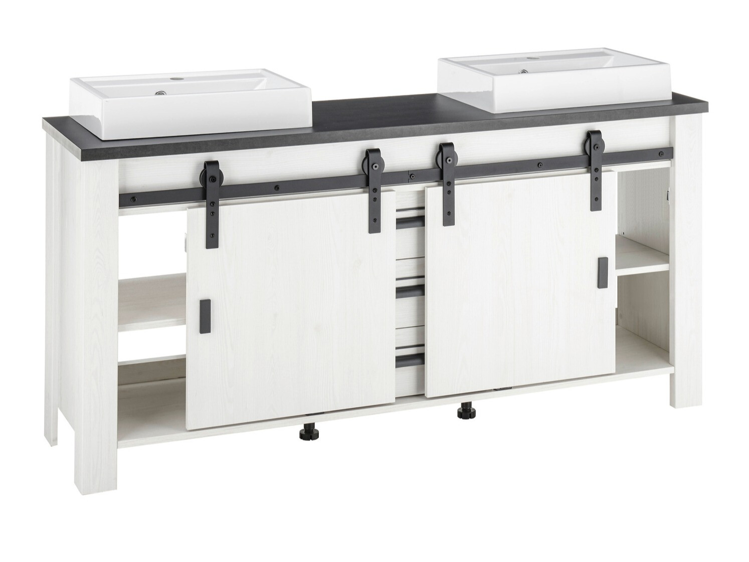 Ensemble de salle de bain Cirtale 137 (Pin blanchi + Anthracite)