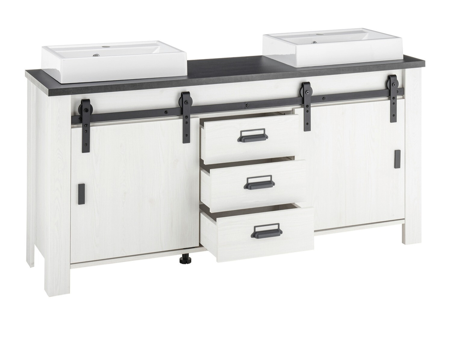 Ensemble de salle de bain Cirtale 137 (Pin blanchi + Anthracite)