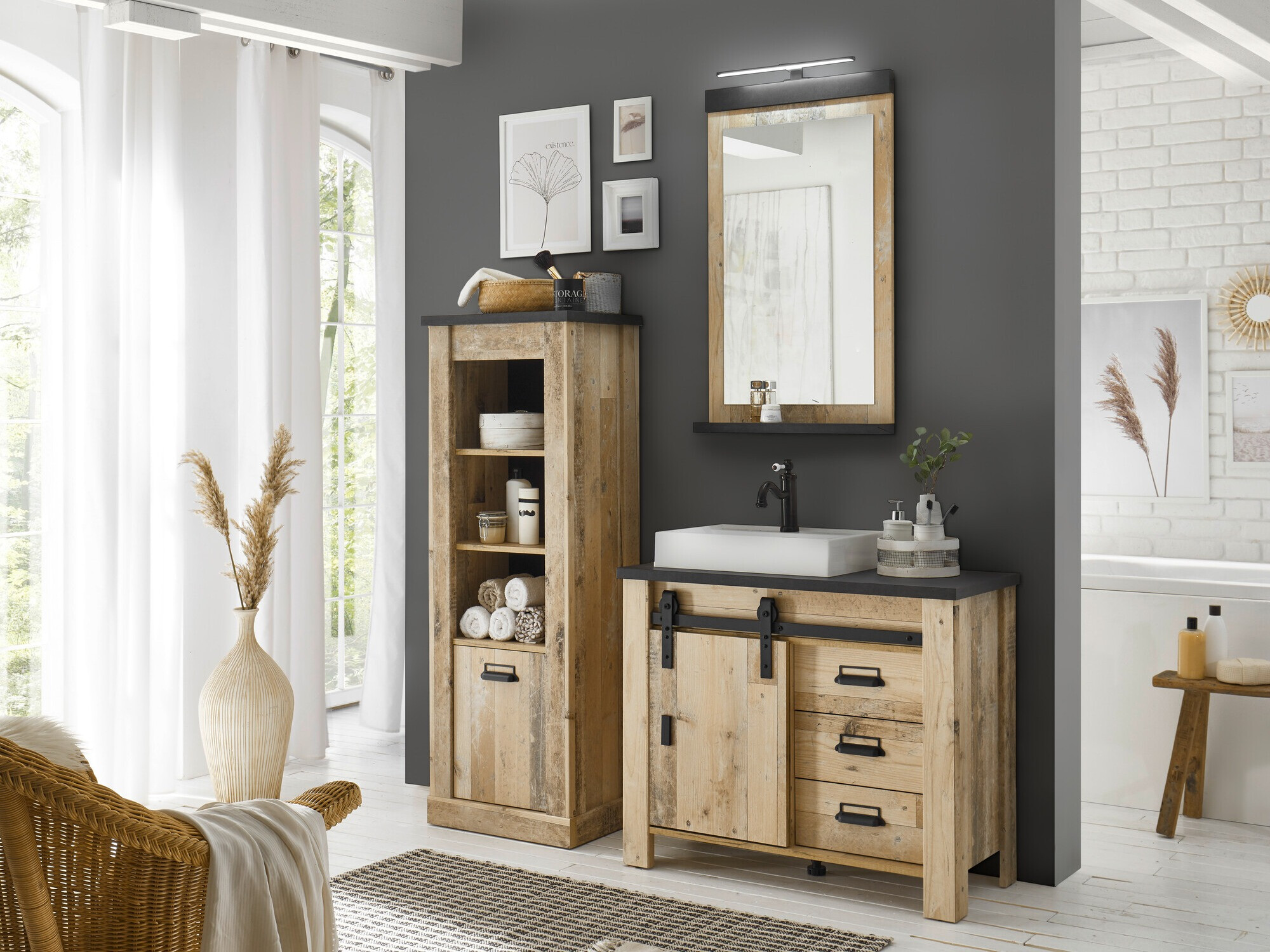Ensemble de salle de bain Cirtale 138 (Arbre âgé + Anthracite)