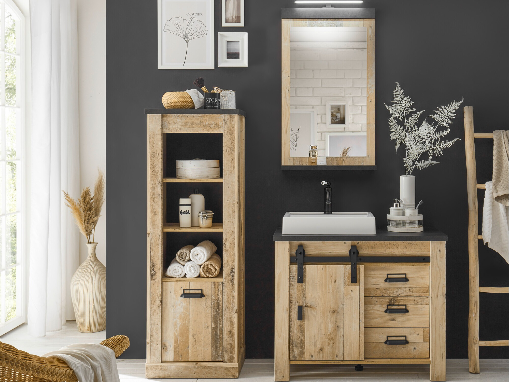 Ensemble de salle de bain Cirtale 138 (Arbre âgé + Anthracite)