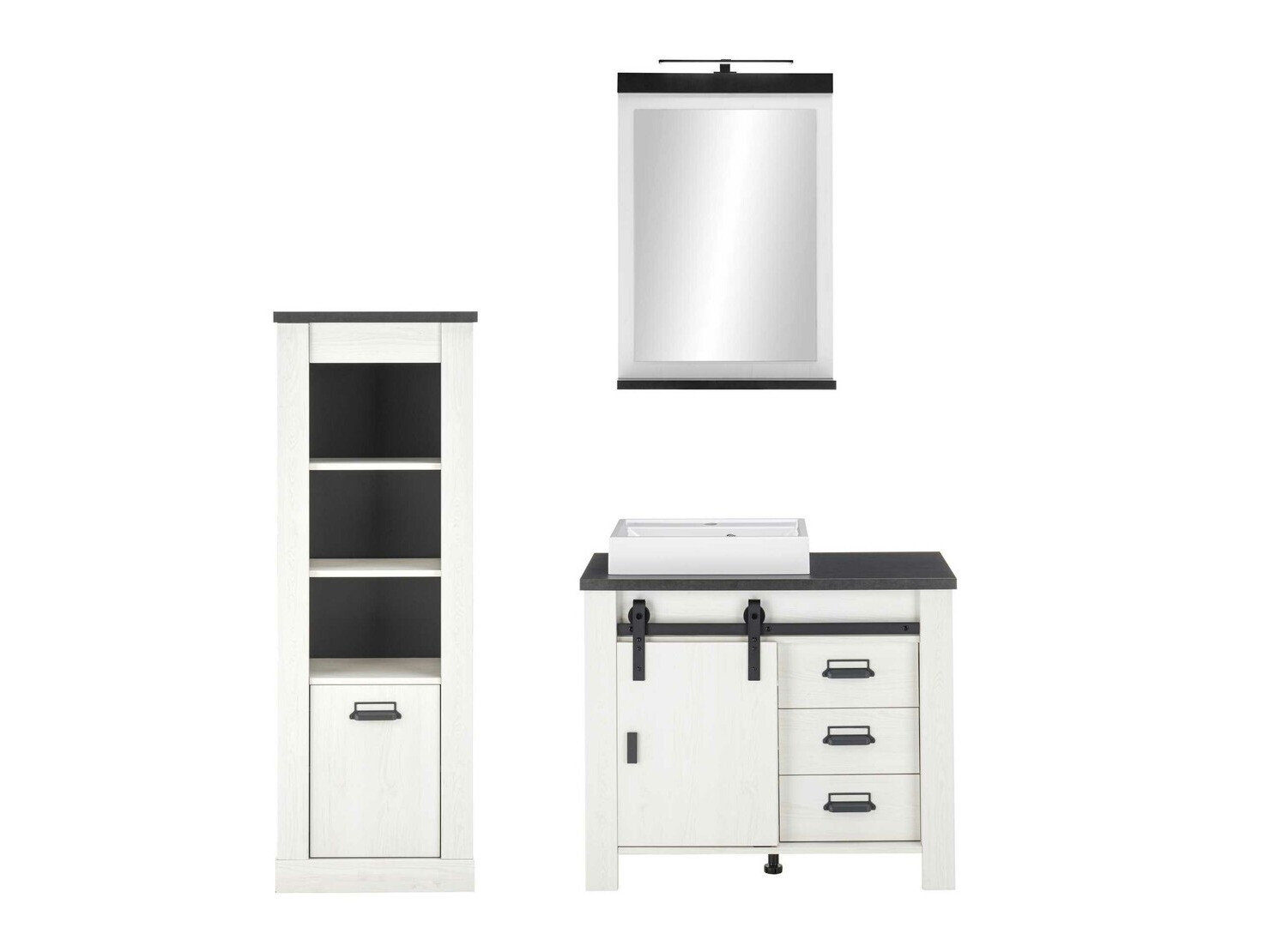 Ensemble de salle de bain Cirtale 138 (Pin blanchi + Anthracite)