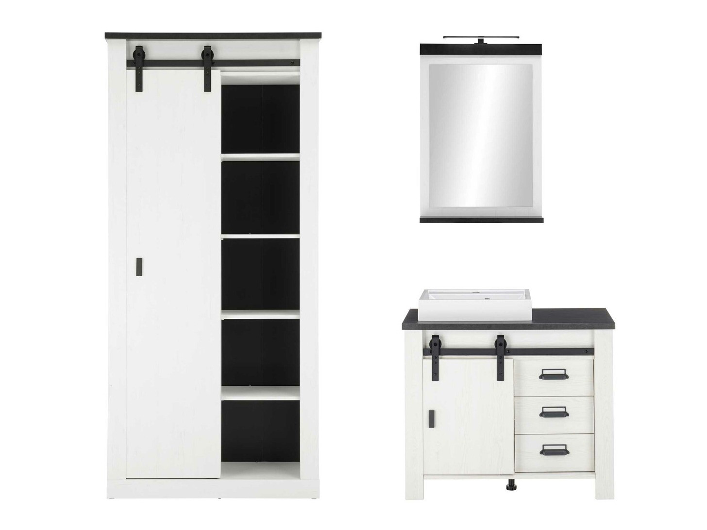 Ensemble de salle de bain Cirtale 139 (Pin blanchi + Anthracite)