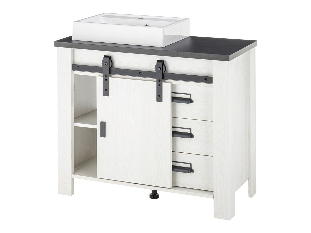 Ensemble de salle de bain Cirtale 139 (Pin blanchi + Anthracite)