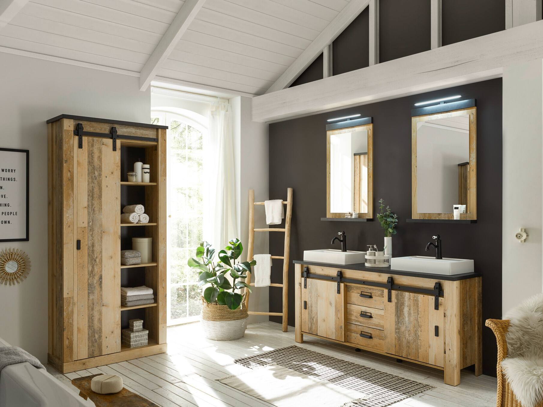 Ensemble de salle de bain Cirtale 140 (Arbre âgé + Anthracite)