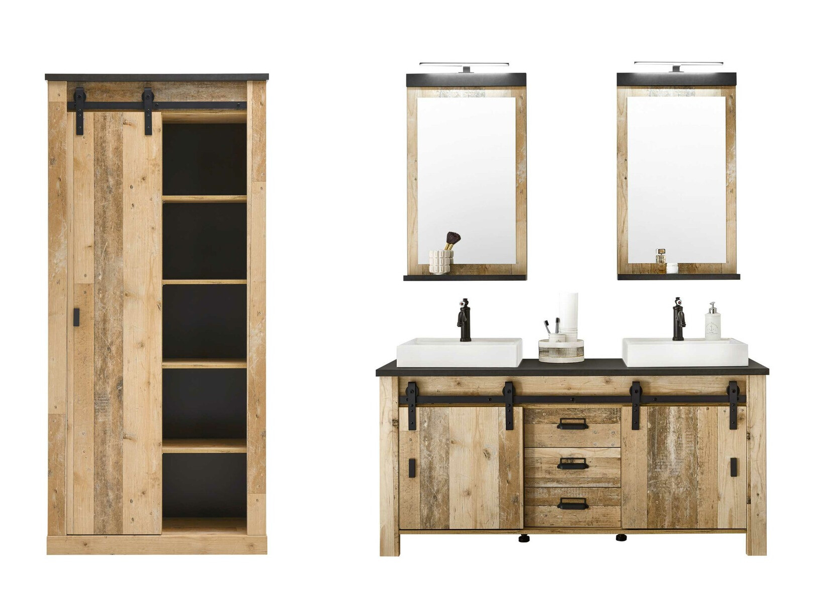 Ensemble de salle de bain Cirtale 140 (Arbre âgé + Anthracite)