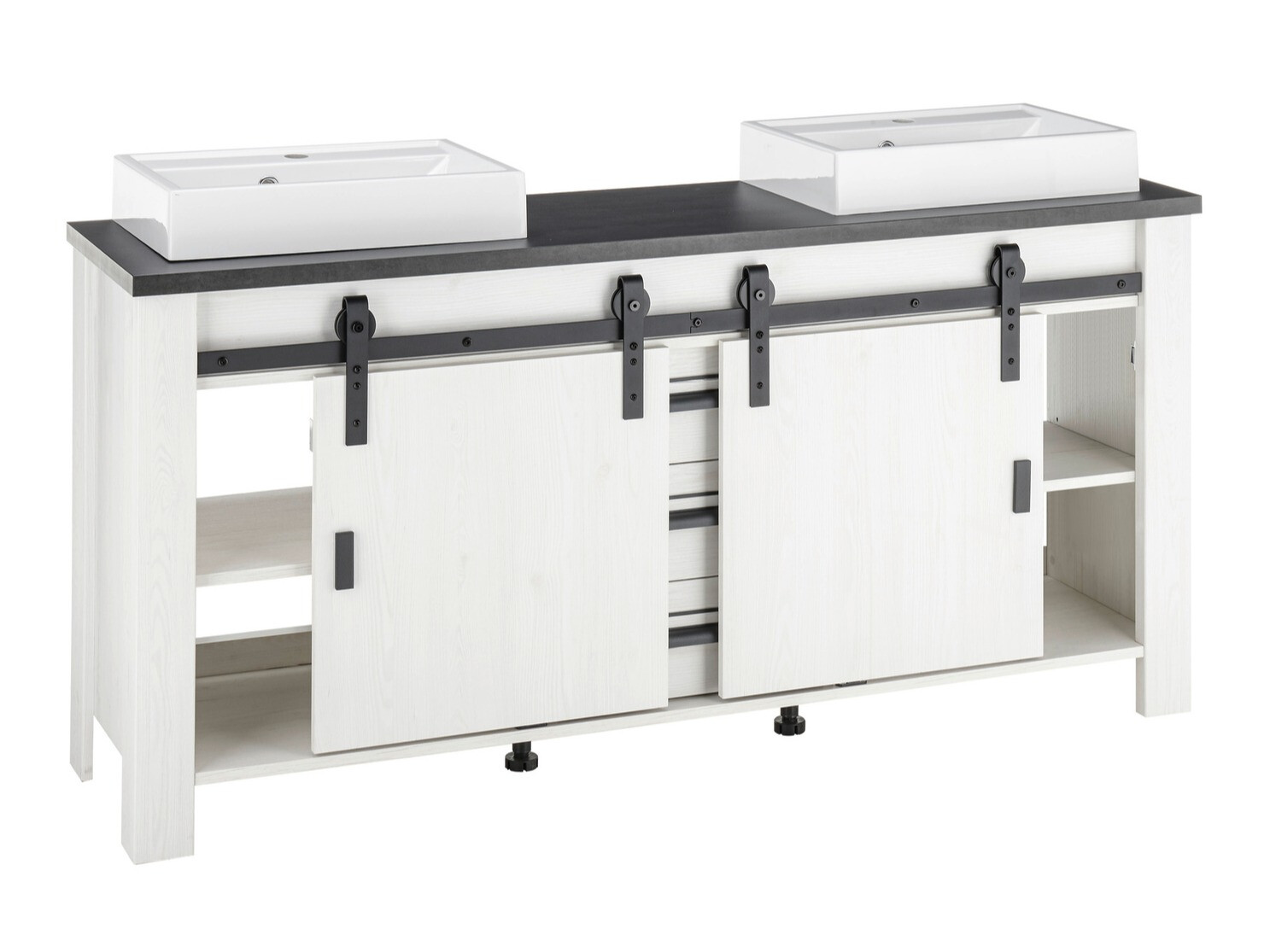 Ensemble de salle de bain Cirtale 140 (Pin blanchi + Anthracite)