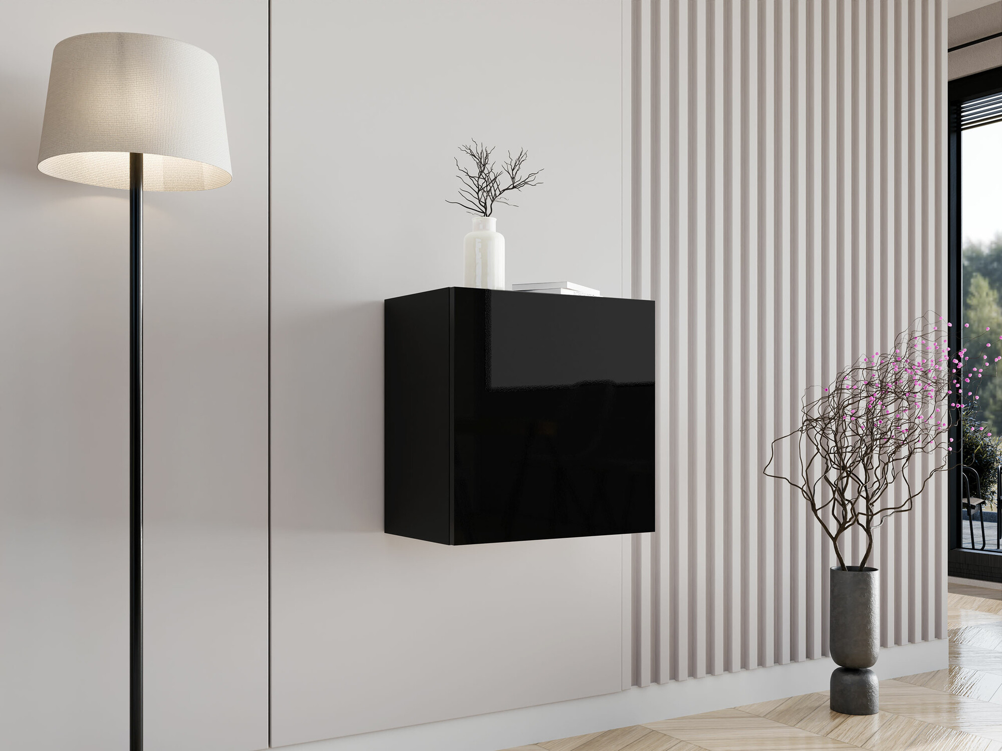 Armoire murale Vilrin I (Noir + Noir brillant)