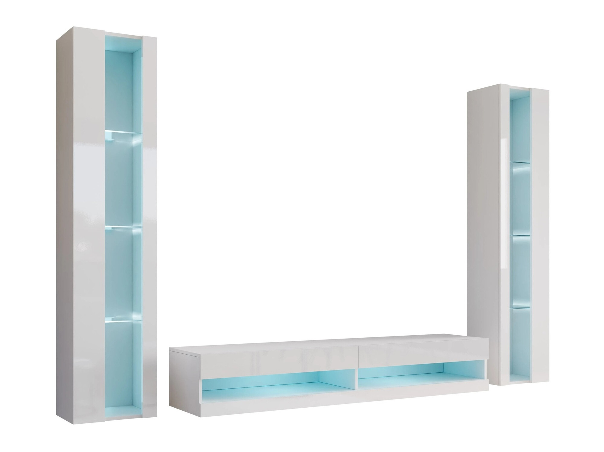 Ensemble de salon Venenou 112 (Blanc + Blanc brillant)